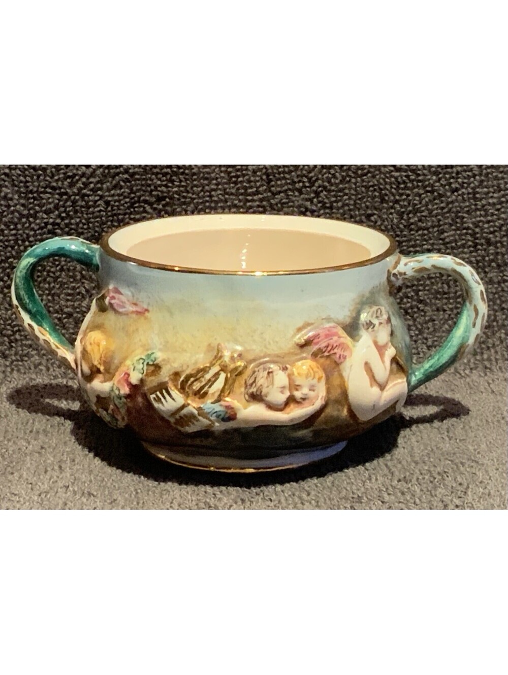 Replacement Capodimonte Suger Bowl Base (missing lid) with Handpainted Relief